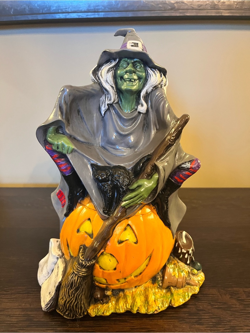 Vintage 1972 Byron Molds Halloween Witch On Pumpkin Ceramic